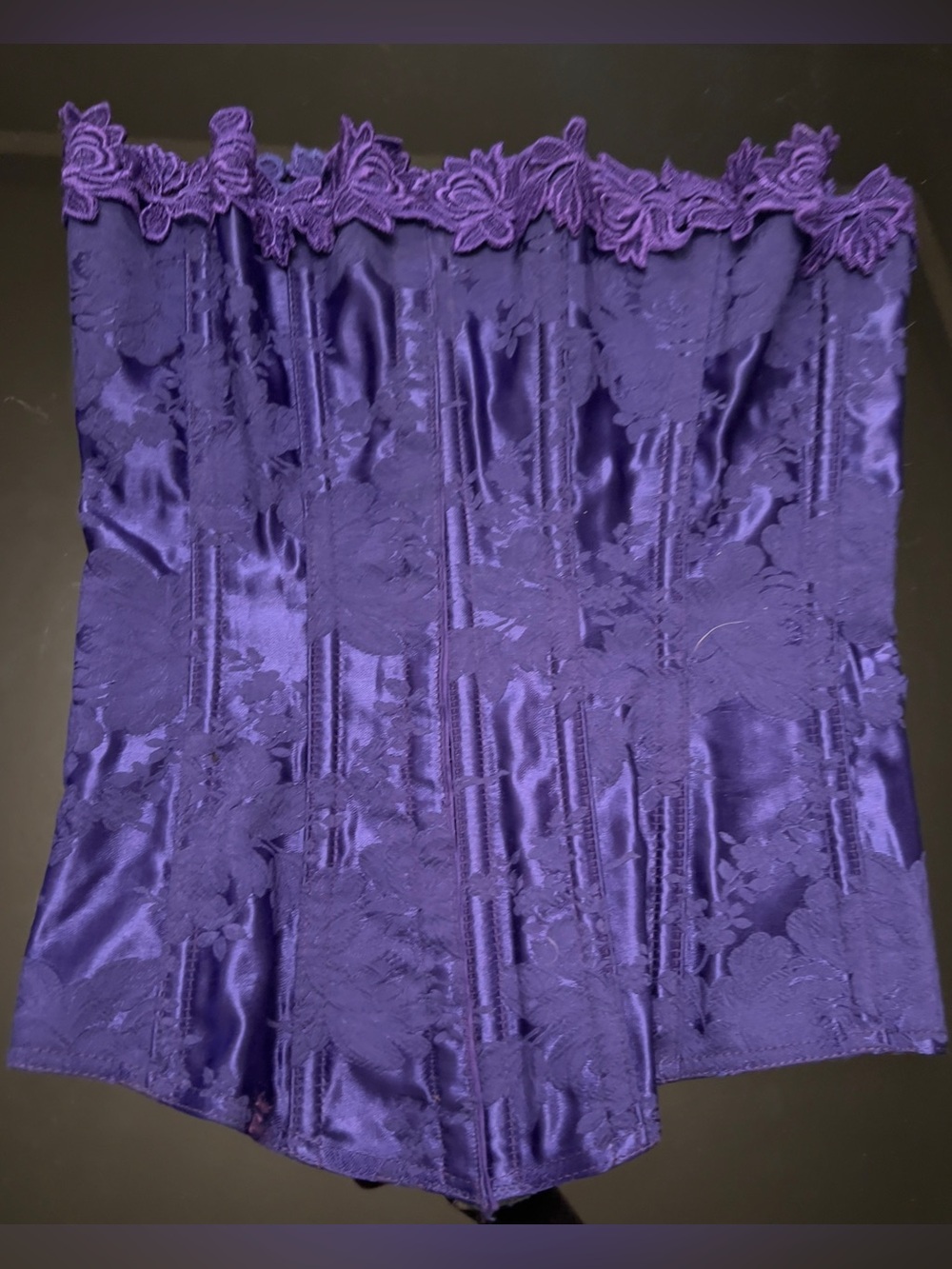 Purple Embroidered Lace Satin Corset Top 32” Frederick's of Hollywood